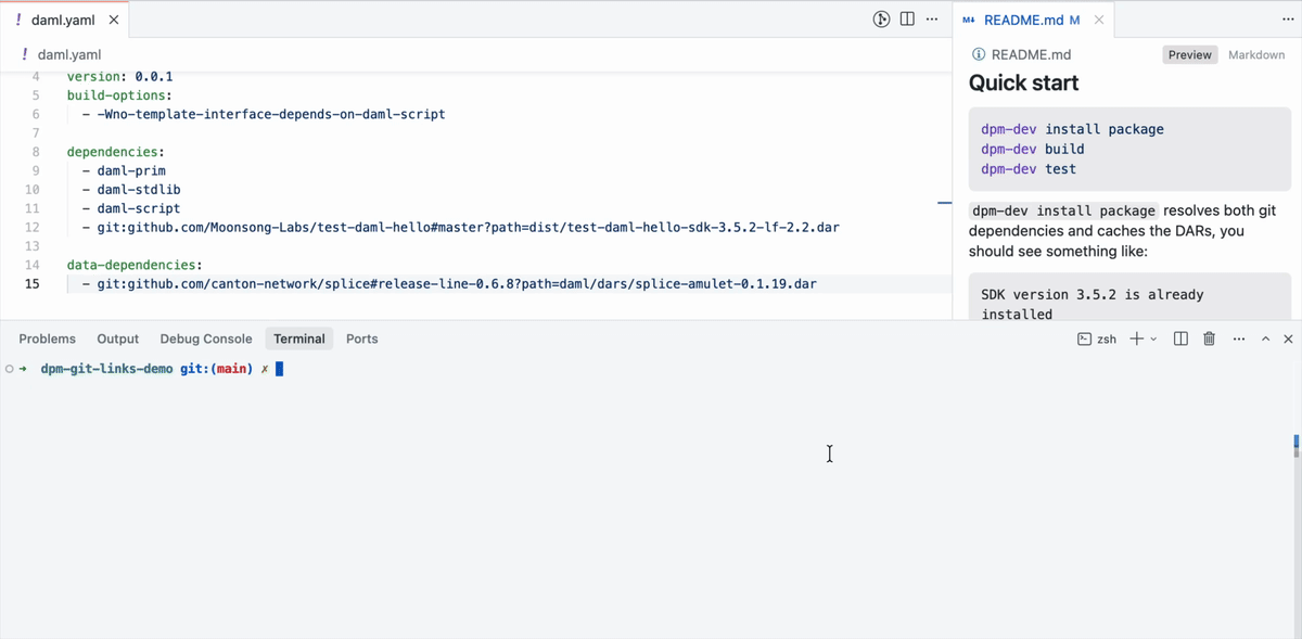 Demo of Git DAR dependencies in dpm